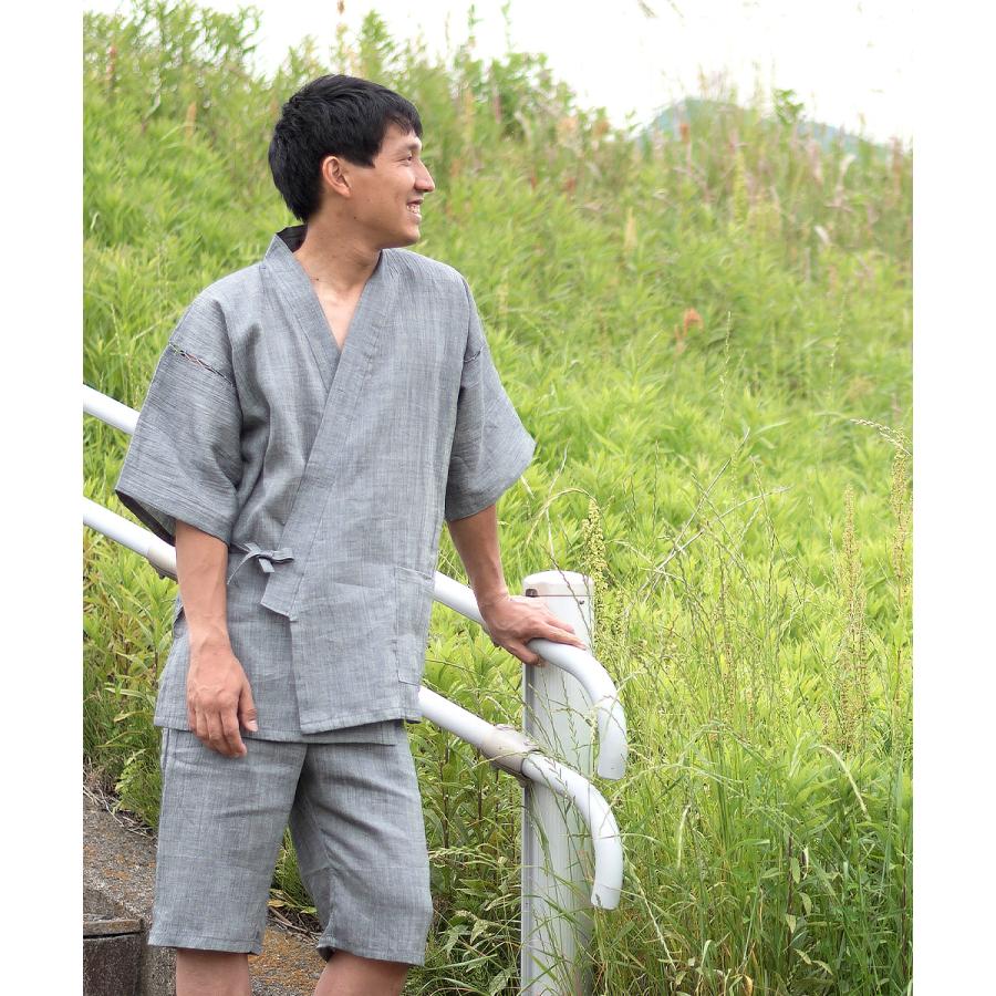 1603 甚平 近江ちぢみ本麻甚平【日本製】高級 男性 メンズ  夏用の画像