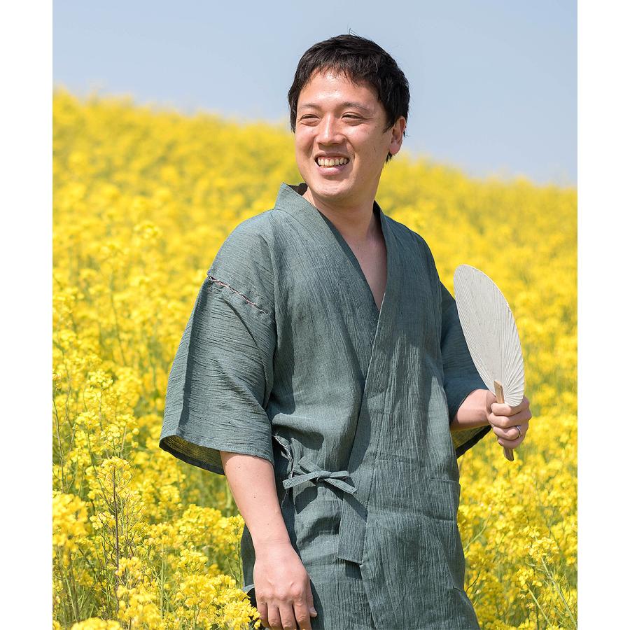 1603 甚平 近江ちぢみ本麻甚平【日本製】高級 男性 メンズ  夏用の画像