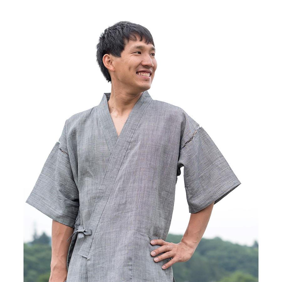 1605 3L 甚平 近江ちぢみ本麻甚平【日本製】高級 男性 メンズ 夏用