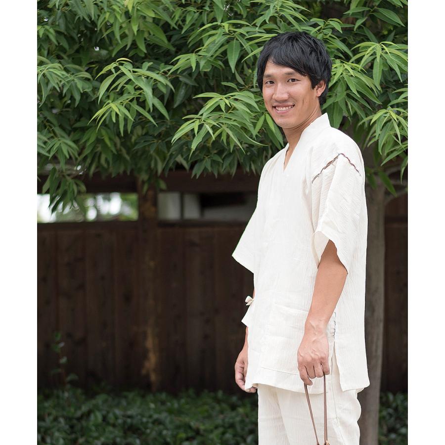 1605 3L 甚平 近江ちぢみ本麻甚平【日本製】高級 男性 メンズ 夏用