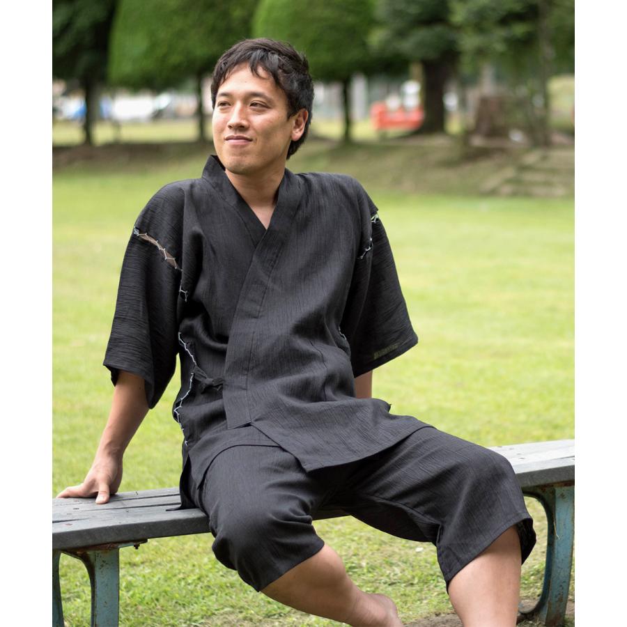1605 3L 甚平 近江ちぢみ本麻甚平【日本製】高級 男性 メンズ 夏用
