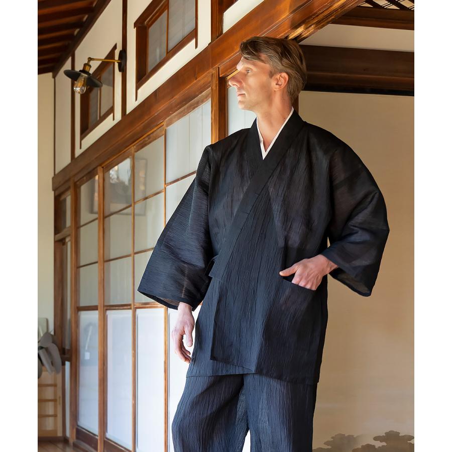1611 作務衣 メンズ　日本製 小千谷ちぢみ本麻作務衣 高級 男性 メンズ 夏用の画像