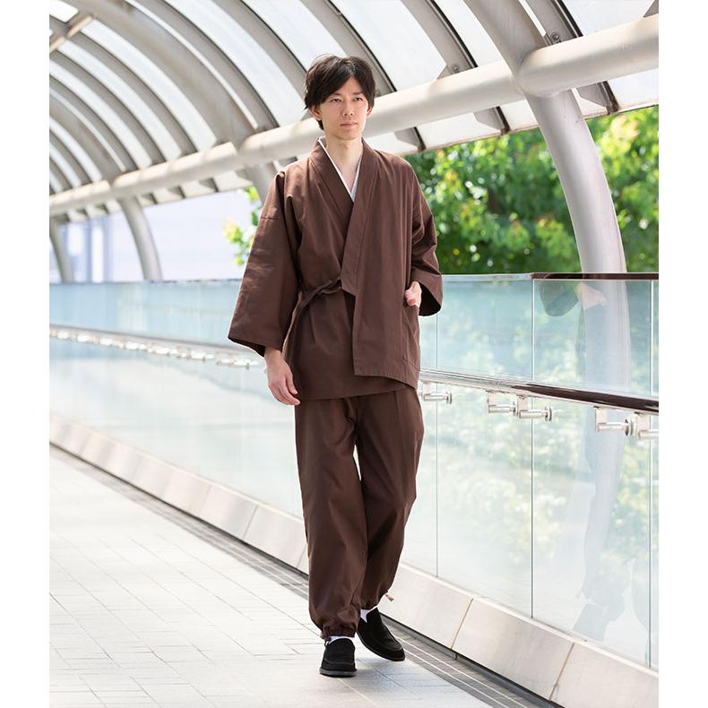 作務衣 メンズ 武州コーヒー染作務衣 日本製 和粋庵 通年向け 男性  