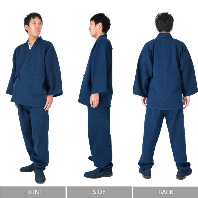 作務衣 メンズ 本藍染刺子織作務衣 M・L・LL 日本製 和粋庵 綿100 