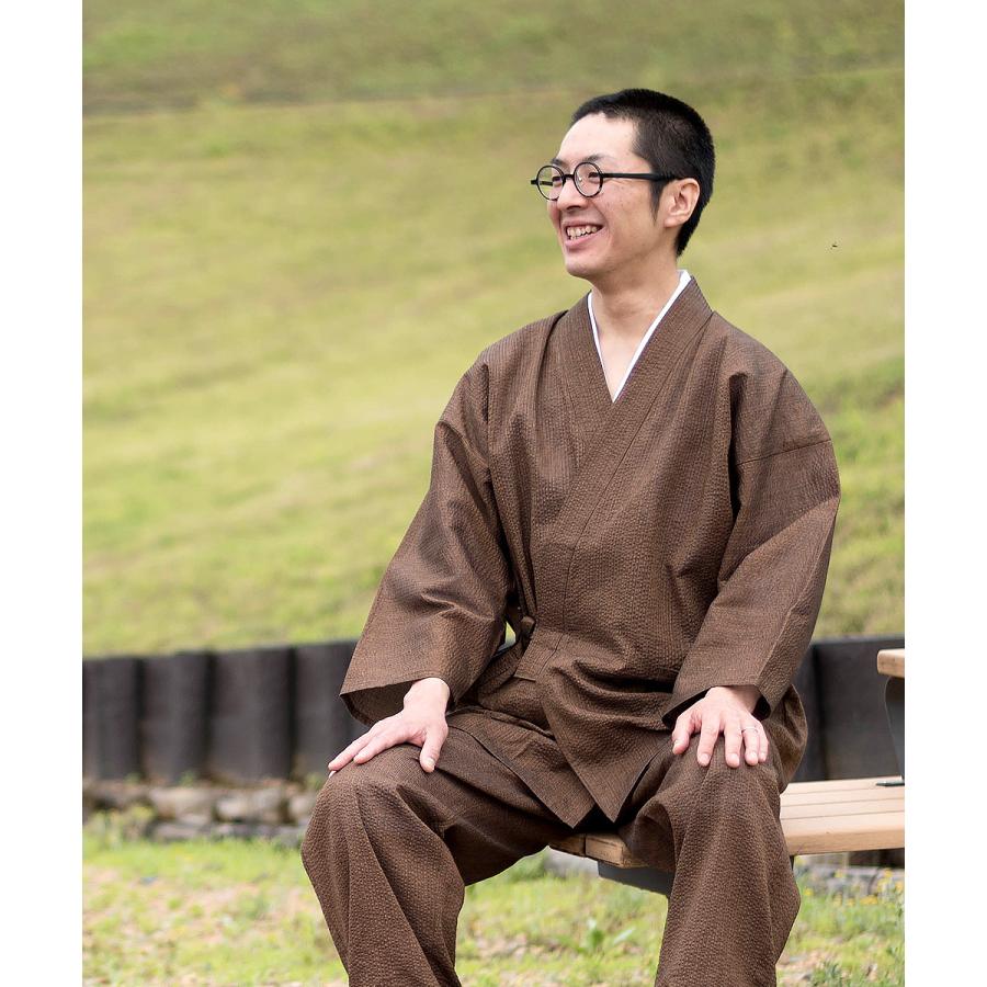 2060 作務衣 日本製 綿麻シジラ作務衣  男性 メンズ 夏用の画像