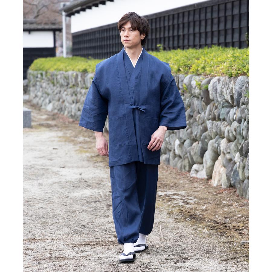 3603 羽織 近江ちぢみ本麻羽織【日本製】高級 男性 メンズ 夏用 : 作務