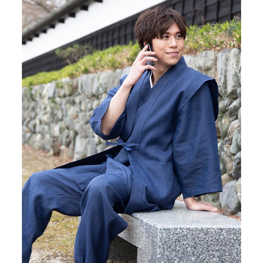 3603 羽織 近江ちぢみ本麻羽織【日本製】高級 男性 メンズ 夏用 : 作務