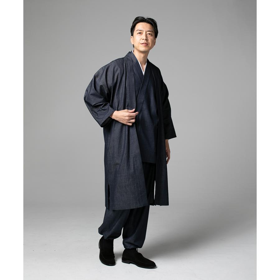 羽織 日本製 メンズ カイハラデニム ピマ綿ロング羽織 6000 M/L  はおり おしゃれ 父の日 ギフト プレゼント 敬老の日 父ギフ プレゼント 父の日 6000 カイハラデニム・ピマ綿ロング羽織 男性用 日本製 和粋庵【送料