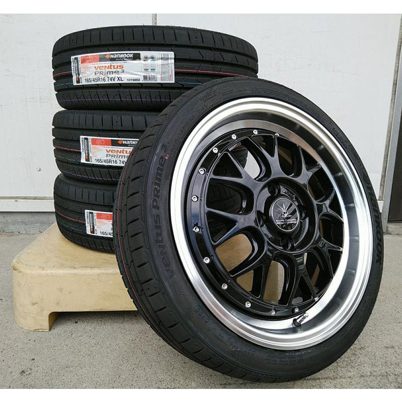送料込　新品ハンコック　165/45R16　カスタム軽カー ventus N-BOX スペーシア タント デイズ ムーブ ミラ タイヤホイール