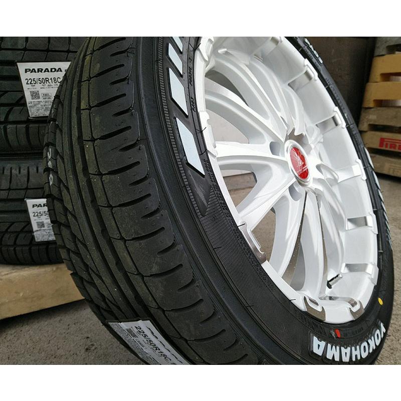激安通販 ハイエース0系 タイヤホイール ヨコハマ パラダ ホワイトレター 225 50r18 車検対応 バン規格適合 18インチ 12 Simbcity Net
