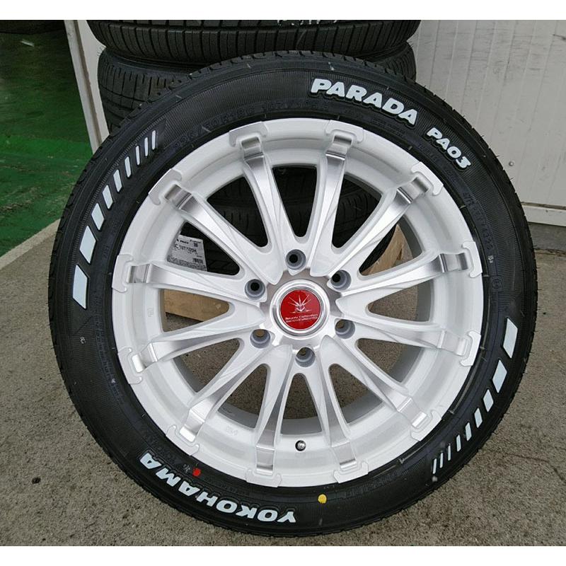 激安通販 ハイエース0系 タイヤホイール ヨコハマ パラダ ホワイトレター 225 50r18 車検対応 バン規格適合 18インチ 12 Simbcity Net
