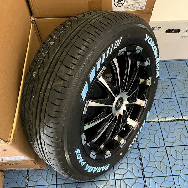 ハイエース200系 タイヤホイールセット ヨコハマ パラダ 215/65R16 ホワイトレター 車検対応 バン規格適合 16インチ BD12 4本セット 1台分の画像