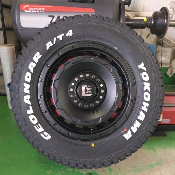 ジムニー JB23 JB64 タイヤホイール ヨコハマ ジオランダー A/T4 G018 185/85R16 ホワイトレター 16インチ SwaGGer 爆買の画像