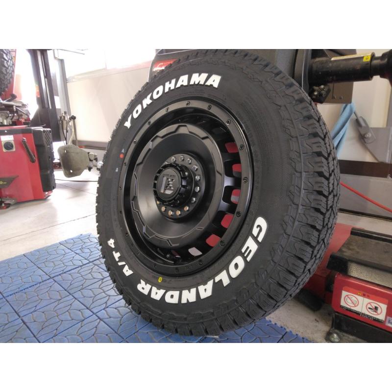 ジムニー JB23 JB64 タイヤホイール ヨコハマ ジオランダー A/T4 G018 185/85R16 ホワイトレター 16インチ SwaGGer 爆買の画像