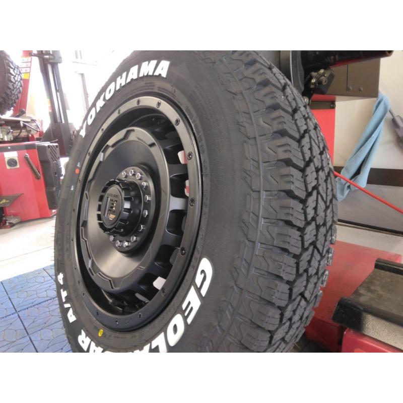 ジムニー JB23 JB64 タイヤホイール ヨコハマ ジオランダー A/T4 G018 185/85R16 ホワイトレター 16インチ SwaGGer 爆買の画像
