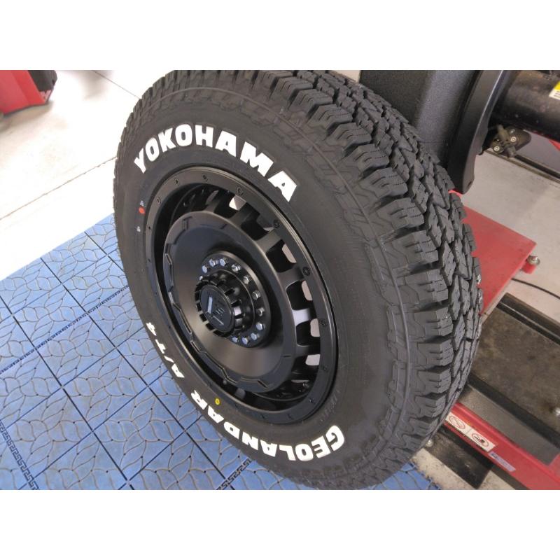 ジムニー JB23 JB64 タイヤホイール ヨコハマ ジオランダー A/T4 G018 185/85R16 ホワイトレター 16インチ SwaGGer 爆買の画像