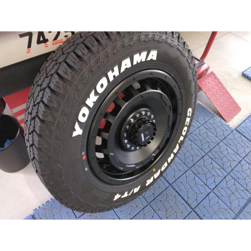 ジムニー JB23 JB64 タイヤホイール ヨコハマ ジオランダー A/T4 G018 185/85R16 ホワイトレター 16インチ SwaGGer 爆買の画像