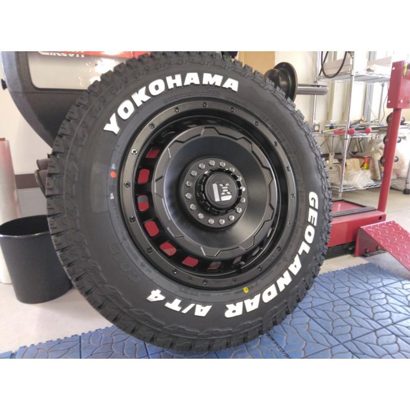ジムニー JB23 JB64 タイヤホイール ヨコハマ ジオランダー A/T4 G018 185/85R16 ホワイトレター 16インチ SwaGGer 爆買の画像
