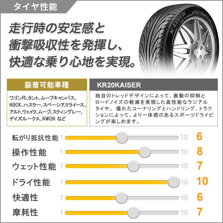 タント ワゴンR ムーブ N-BOX アルト ミラ スペーシア タイヤホイール 16インチ BD00 KR20 165/40R16 165/45R16 165/50R16｜wat｜09