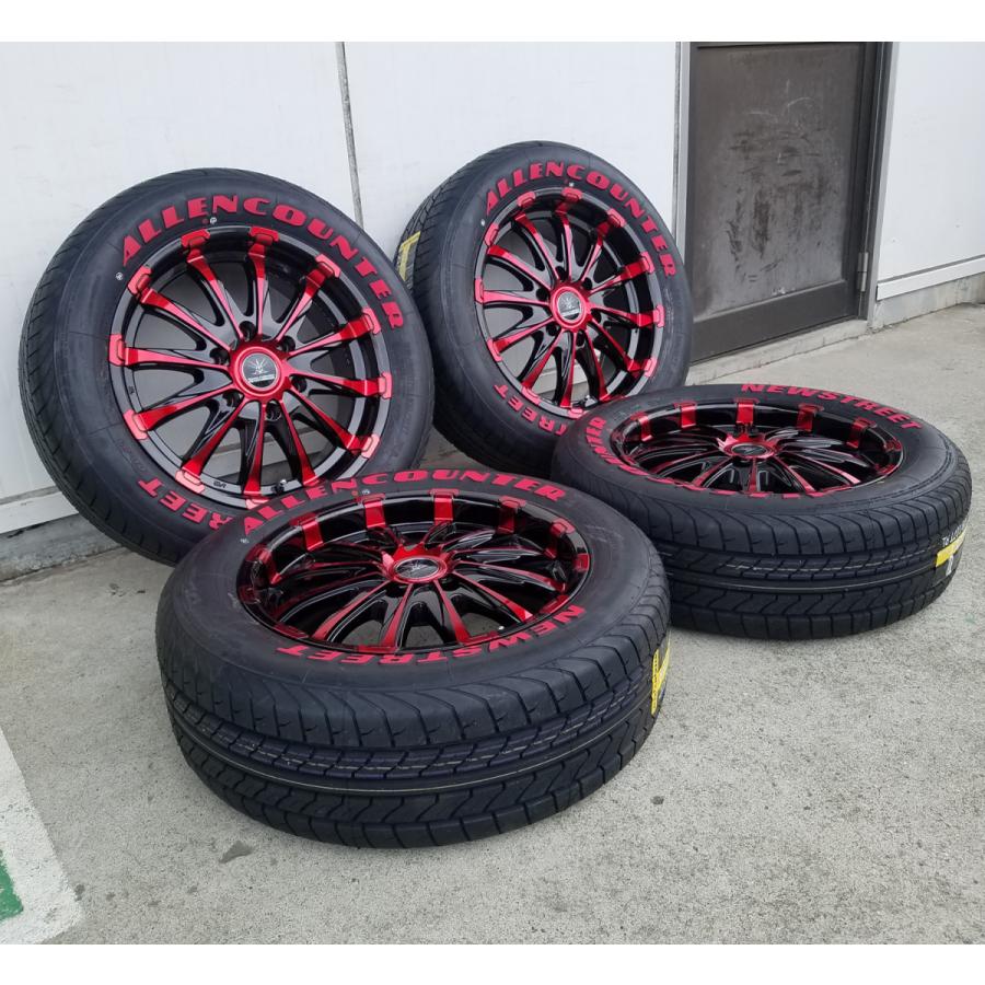 ハイエース用225-50-18、ホイールタイヤセット ハイエース 車検対応 レッド 200系ハイエース レジアスエース