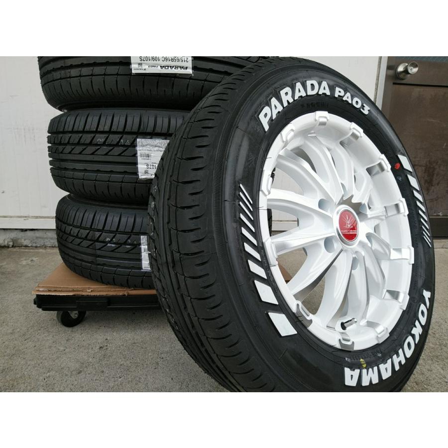 新品 ハイエース 200系 車検対応 タイヤ ホイール 4本セット ヨコハマ パラダ 215/65R16 16インチ BD12｜wat｜03