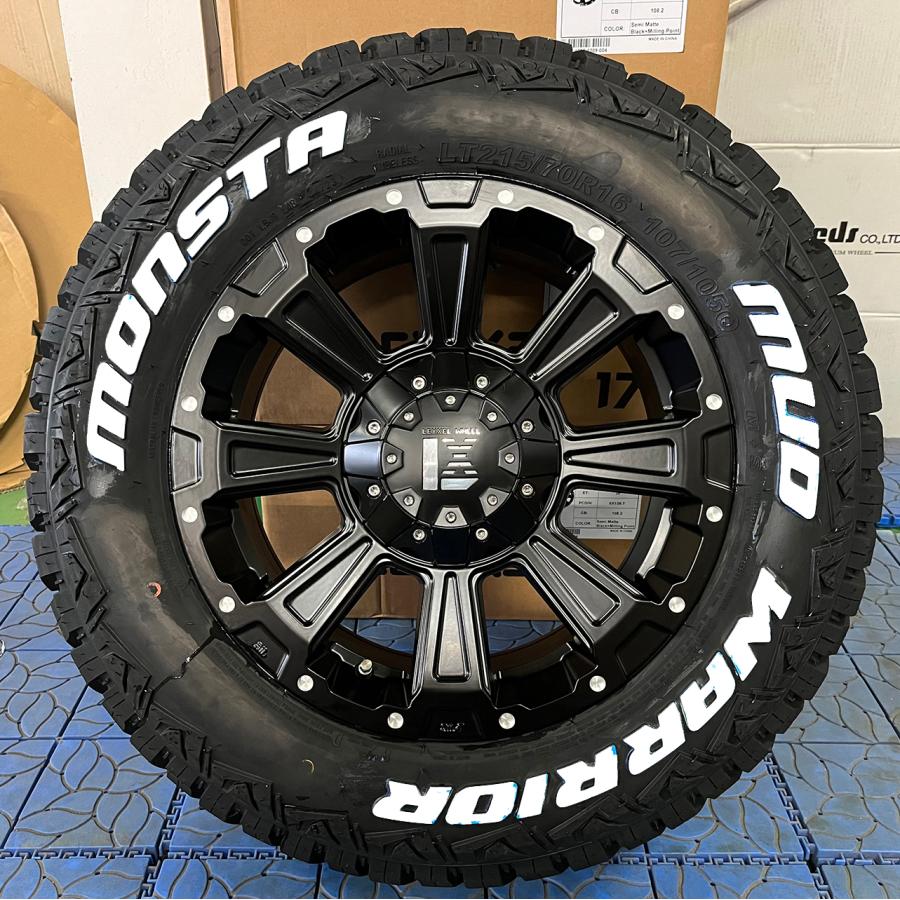 デリカD5 RAV4 エクストレイル クロスロード タイヤホイールセット 16インチ DeathRock デスロック モンスタ マッドウォーリア 215/70R16 ホワイトレター 新品の画像