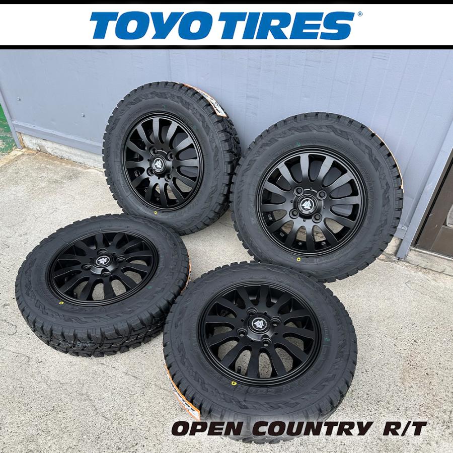 ②ブラックホイール&TOYO TIRES OPEN COUNTRY 2本セット OPEN COUNTRY 軽トラ 軽バン N-VAN アクティ ハイゼット アトレー