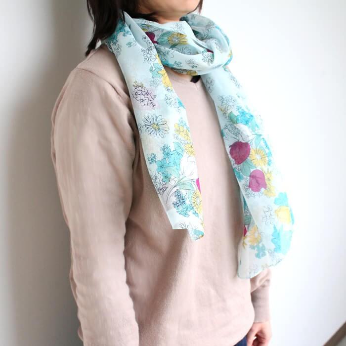 天衣無縫 ストール 花柄 オーガニックコットン 綿100 綿 レディース 日本製 薄手 ピンク ブルー ベージュ ギフト プレゼント メール便可 Te Yp19s 100 わたぼうし 通販 Yahoo ショッピング
