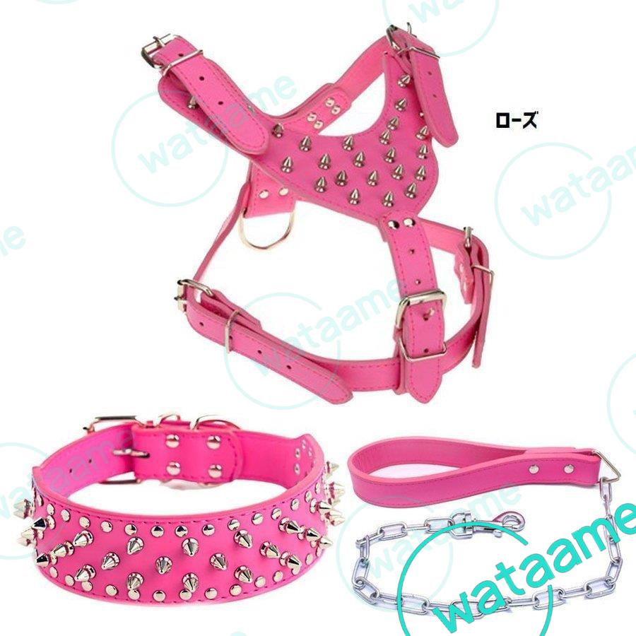 本物新品保証 首輪 ハーネス リード ハーネス リード 首輪 3点セット 犬用 ペットグッズ スタッズ チ ハーネス リード 首輪 3点セット 犬用 ペットグッズ スタッズ チョーカー ドッグ 鋲 フェイクレザー 胴輪 ハード かっこいい 散歩紐 ロック シ Www