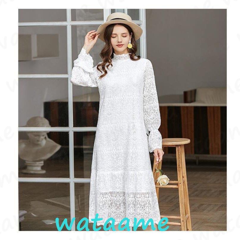 超爆安 ワンピースレディース チュニック ワンピース 総レース 代 30代 40代 きれいめ ロング丈ドレス 森ガール風 パーティードレス オシャレ 袖あり 通勤 結婚式 ワンピース カラー 写真通り Www We Job Com