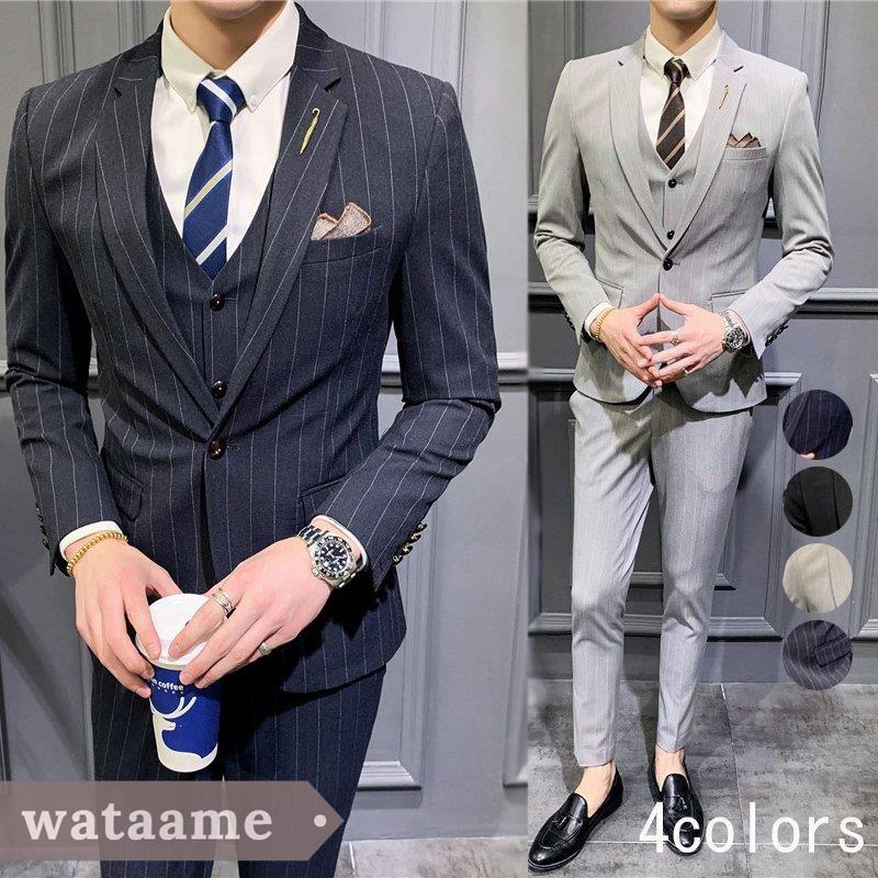 憧れ パーティー ビジネス メンズスーツセット 面接 通勤 3点セット カジュアルスーツ ストライプ セットアップ スリーピース ビジネススーツ 3ピーススーツ 紳士服 披露宴 結婚式 フォーマル スーツ メンズ おしゃれ 事務服 ビジネススーツ Www Varney Com Br