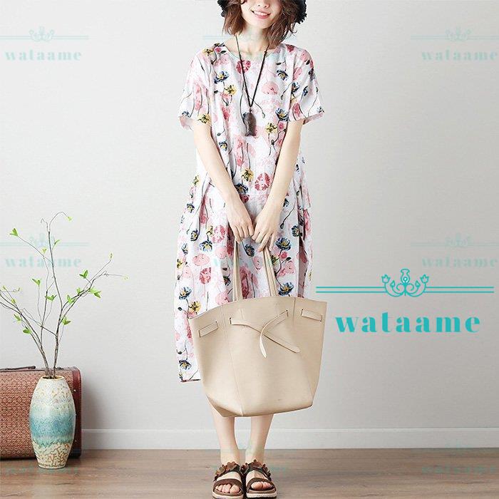 史上一番安い レディースウエア 綿麻混ワンピース ゆったり 体型カバー ワンピース マキシ丈 マキシワンピース レディース 40代 大きいサイズ ロング ワンピース コットンリネン ゆったり 体型カバー 花柄 綿麻混ワンピース 長袖 ママワンピース 着痩せ