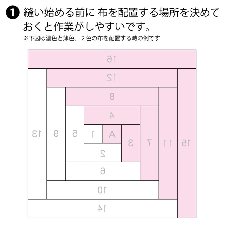 パッチワーク デザイン 図案 ログキャビン 専用 シート 5枚入 作り方