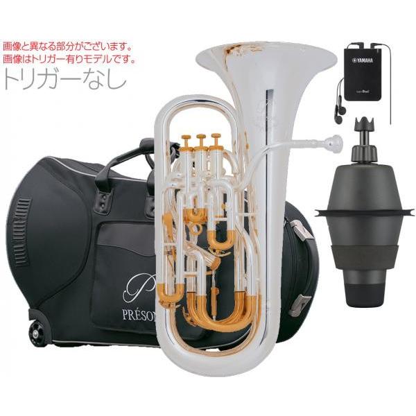 PRESON ユーフォニアム PR3300SP 銀メッキ ゴールドトリム 4ピストン トリガー無し コンペ付き PR-3300SP セットB　以下対応不可 北海道 沖縄 離島 代引き