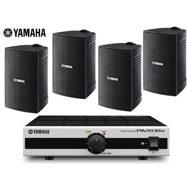 YAMAHA(ヤマハ) VS4 ブラック (2ペア) + PA2030a 店舗 BGMセット 屋内/野外対応