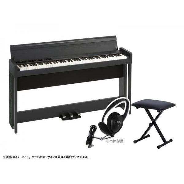 KORG(コルグ) 電子ピアノ デジタルピアノ C1 Air-WBK キーボードベンチセット ウッデン ブラック