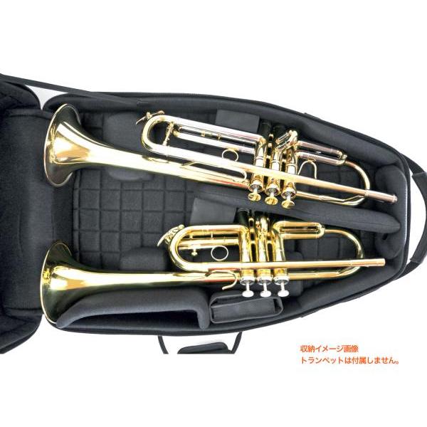 Marcus Bonna MB02TPFL BK トランペット ダブル ケース ブラック ナイロン製 フライトケース セミハード