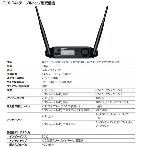 SHURE（シュア） GLXD24+/B87A ◇ 2.4GHz帯 BETA87A テーブルトップ型