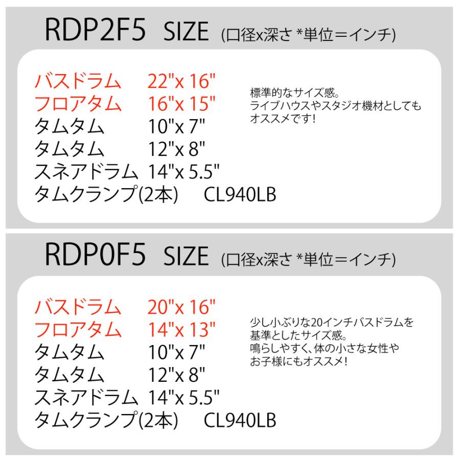 RYDEEN RDP2F5STD2YL イエロー 22インチバスドラム 標準サイズ フルセット 【大特価 【パイプ】 】