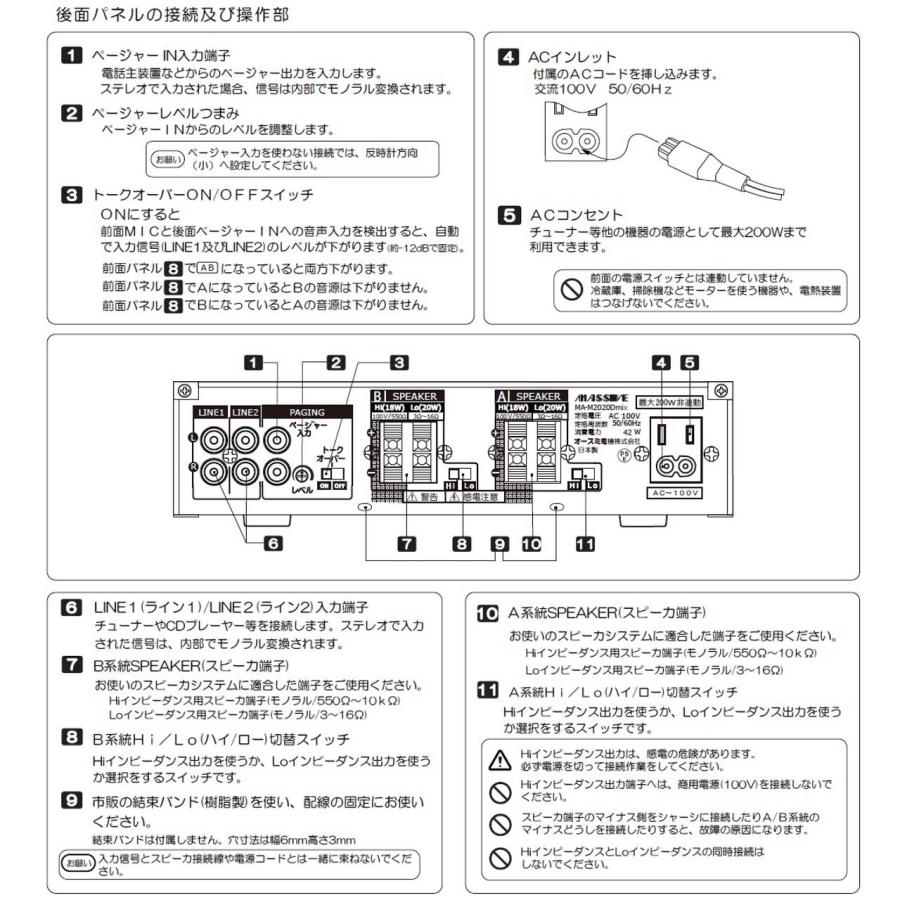 MASSIVE OE-M2020mix パワーアンプ ( ハイ・ロー兼用 ) 【公式通販】