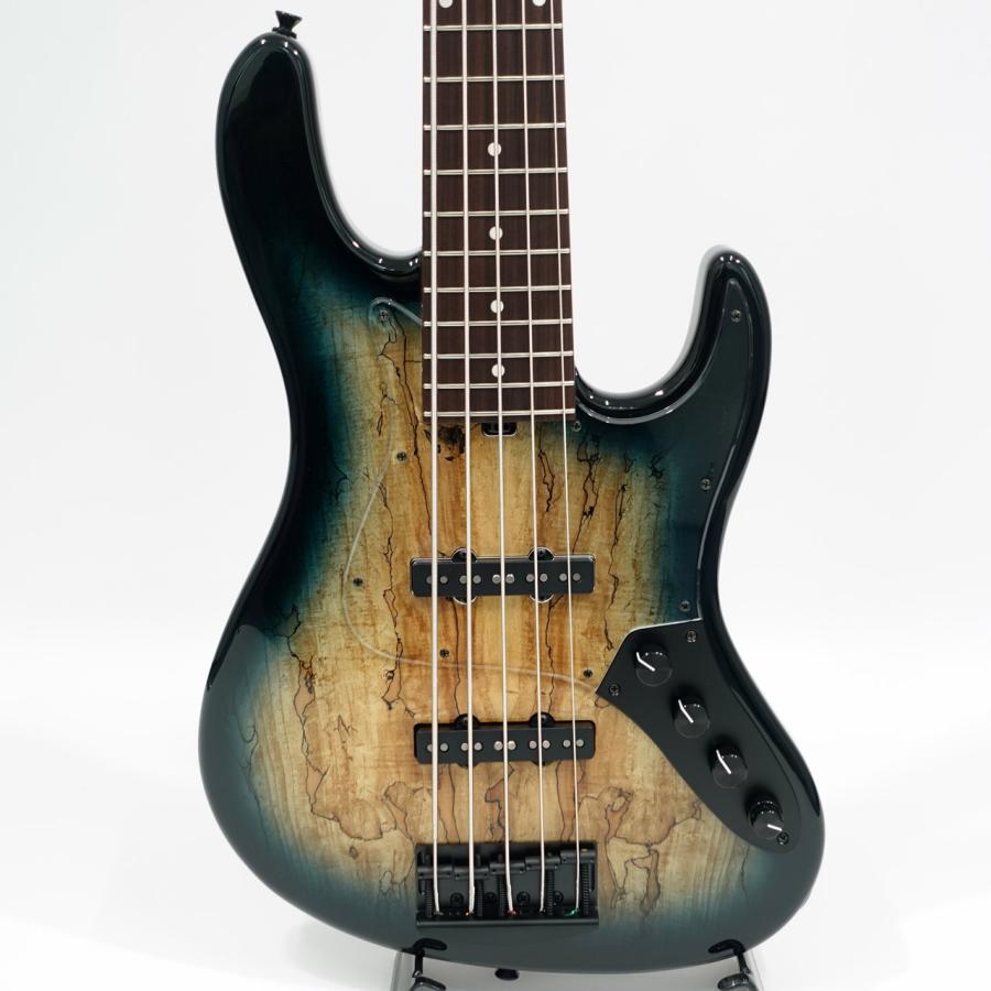 Kikuchi Guitars Custom 5st J Bass / Spalted Maple Top Trans Blue
