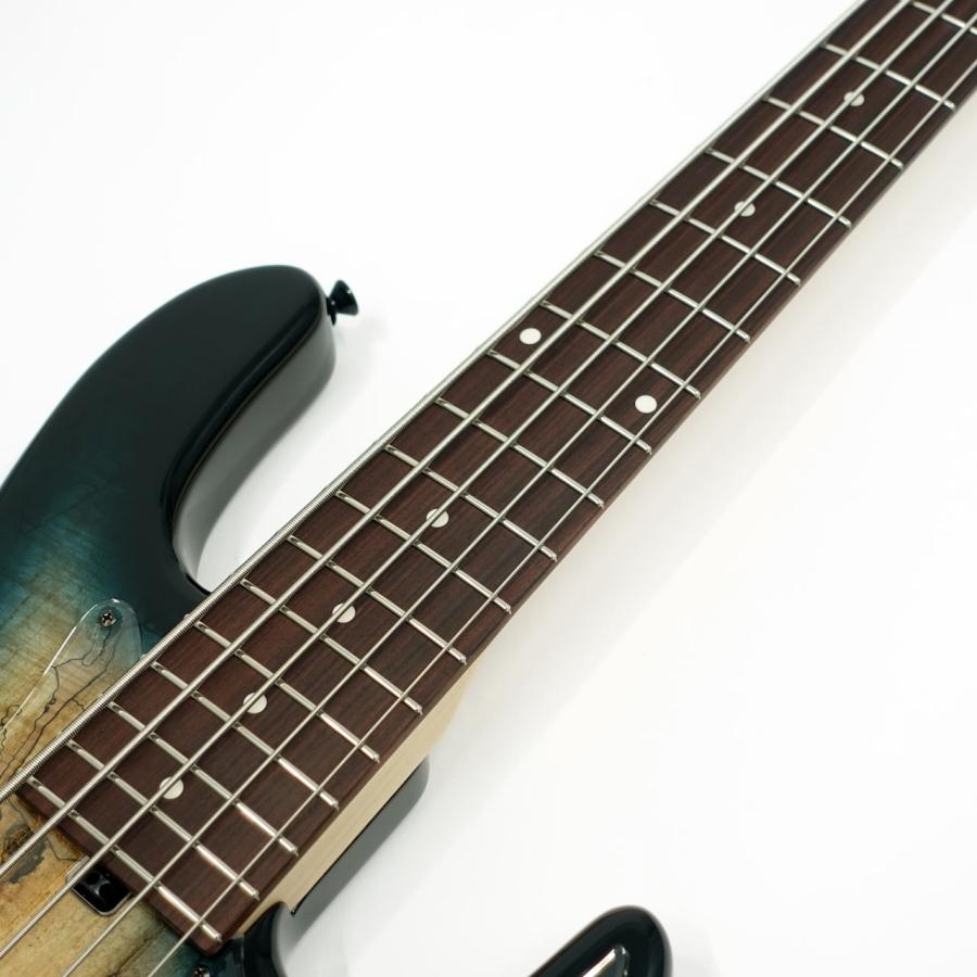 Kikuchi Guitars Custom 5st J Bass / Spalted Maple Top Trans Blue