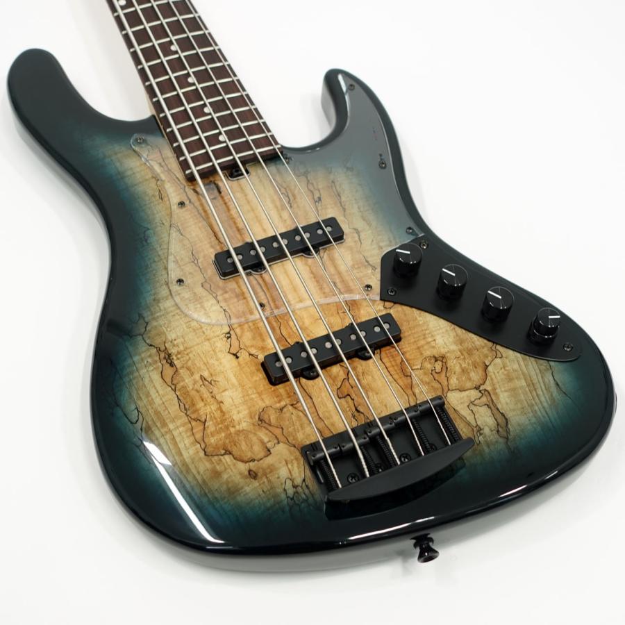 Kikuchi Guitars Custom 5st J Bass / Spalted Maple Top Trans Blue