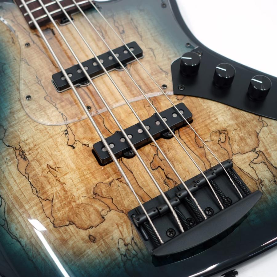 Kikuchi Guitars Custom 5st J Bass / Spalted Maple Top Trans Blue