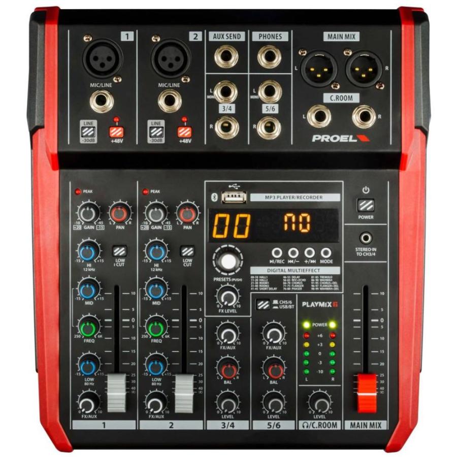 PROEL(プロエル) PLAYMIX6 ◇ 6ch エフェクター内蔵 MP3録再 Bluetooth 