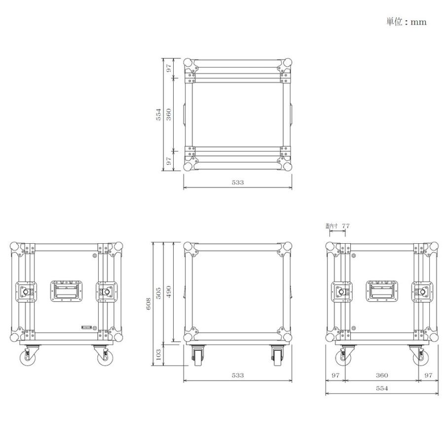 アルモア 大型フライトケース 約65×40cm プロ仕様 エフェクターボード