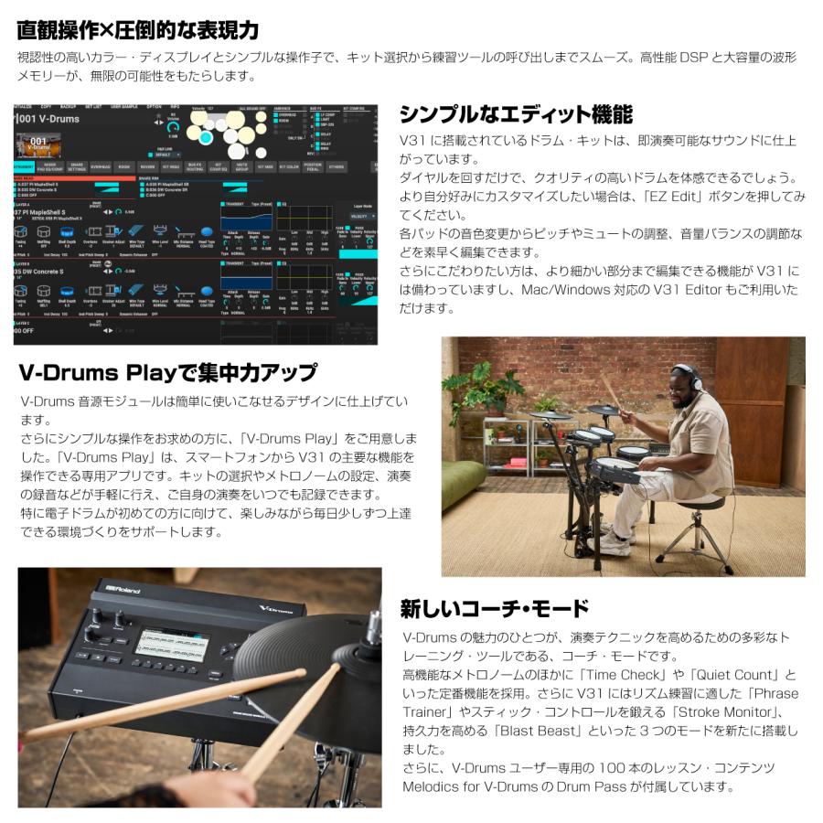 Roland(ローランド) 即納可能 TD316 フルオプションセット Pearl ツイン アンプ付き TD-316【 お手入れセット付  在庫有り 】の画像