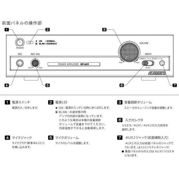 MASSIVE(マッシブ) OE-M15 ◆ パワーアンプ ( ハイ・ロー兼用 ) MONO｜watanabegakki｜02