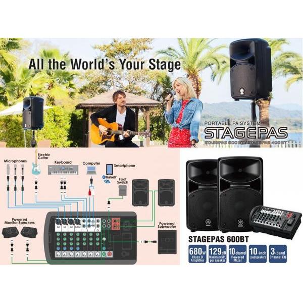 YAMAHA STAGEPAS 600BT ポータブルPAシステムセット 送料込 楽天市場】YAMAHA STAGEPAS 600BT ポータブルPAシステム | PA
