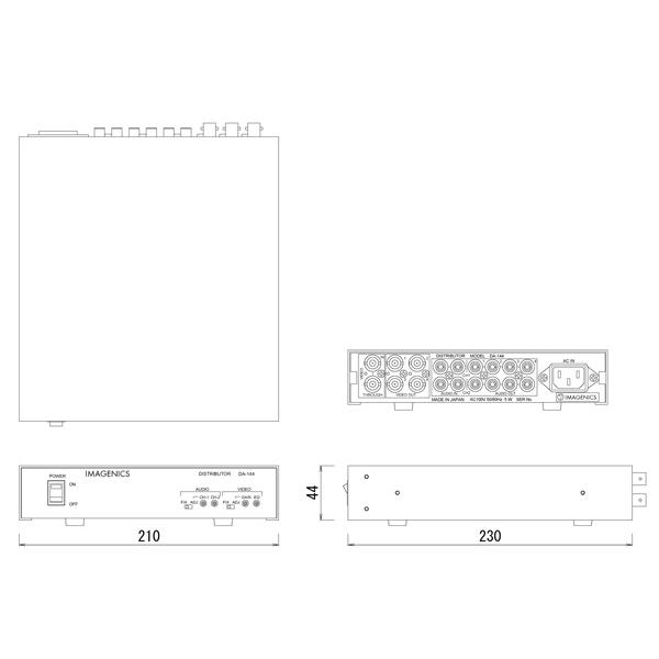 IMAGENICS 映像・音声1入力4分配器 DA-144 1点 IMAGENICS DA-144 映像、音声(ステレオ、アンバランス) 1入力4